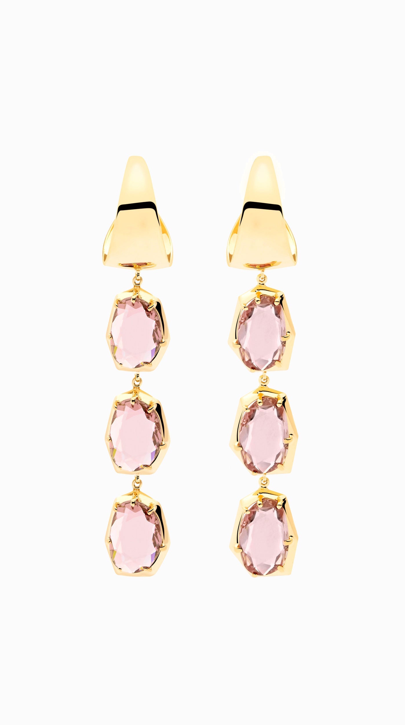 N.15 · Yellow gold and pink sapphire earrings