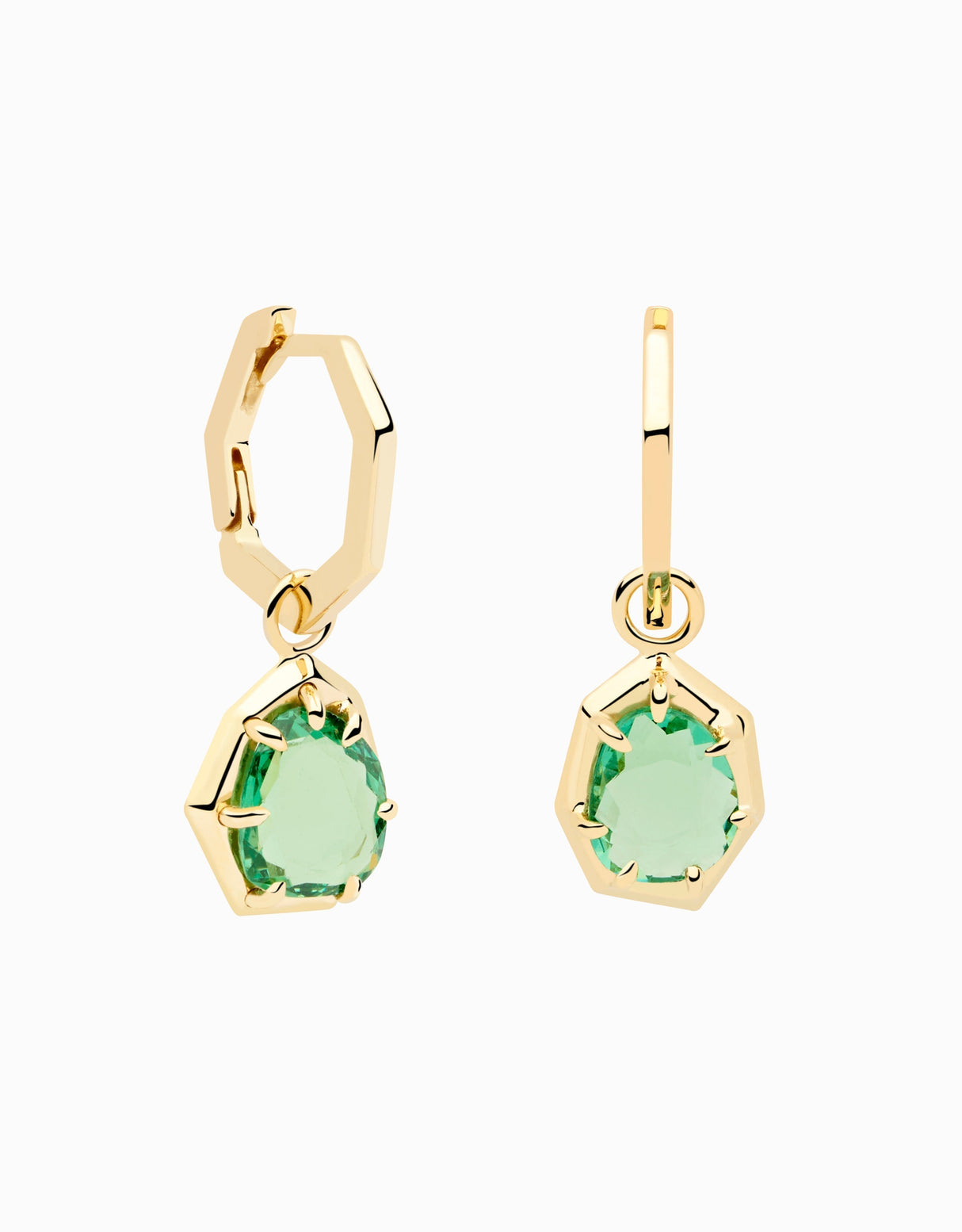 N.90 · Gold hoop earrings · Tsavorite