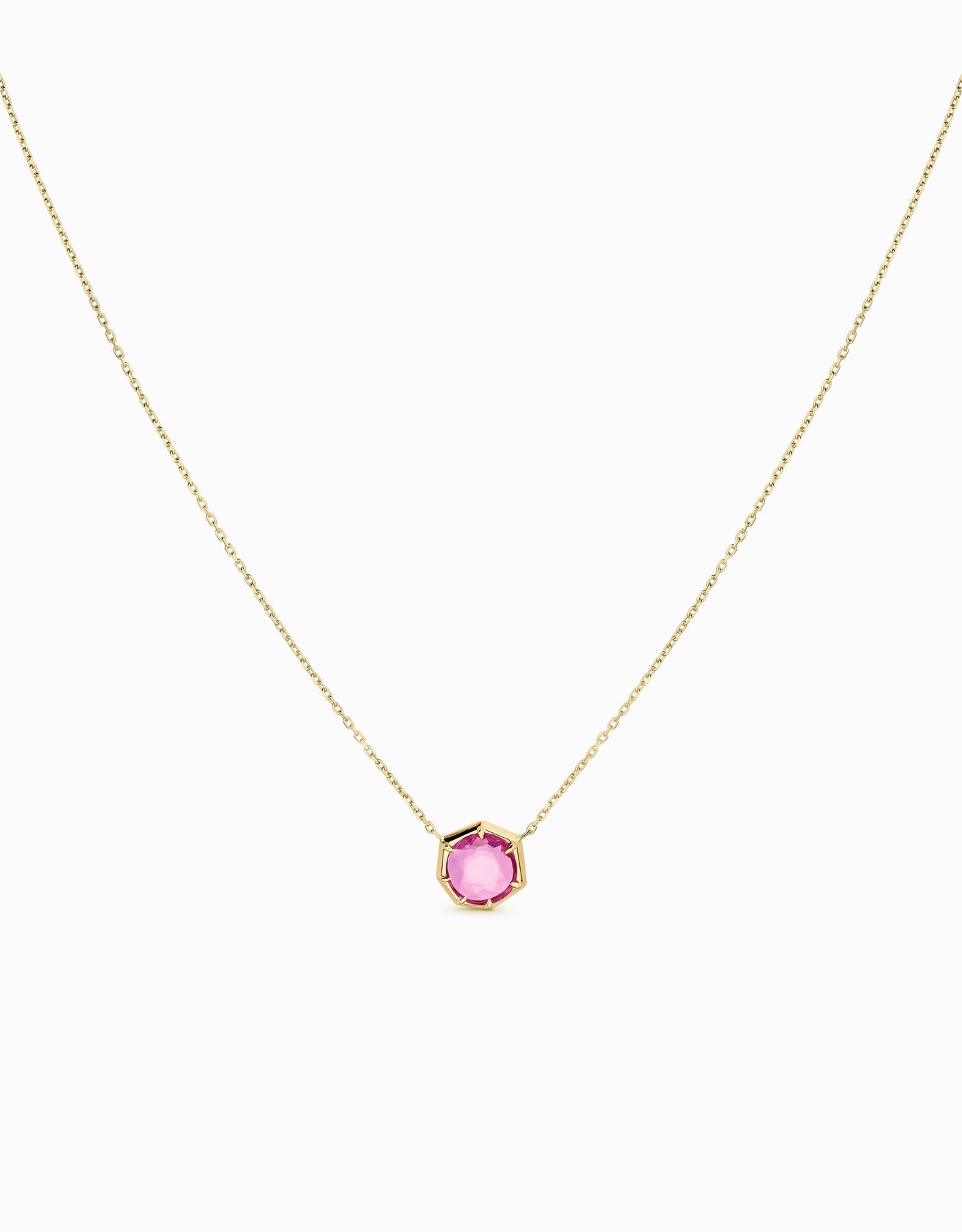 N.72 · Yellow gold and Pink Sapphire pendant