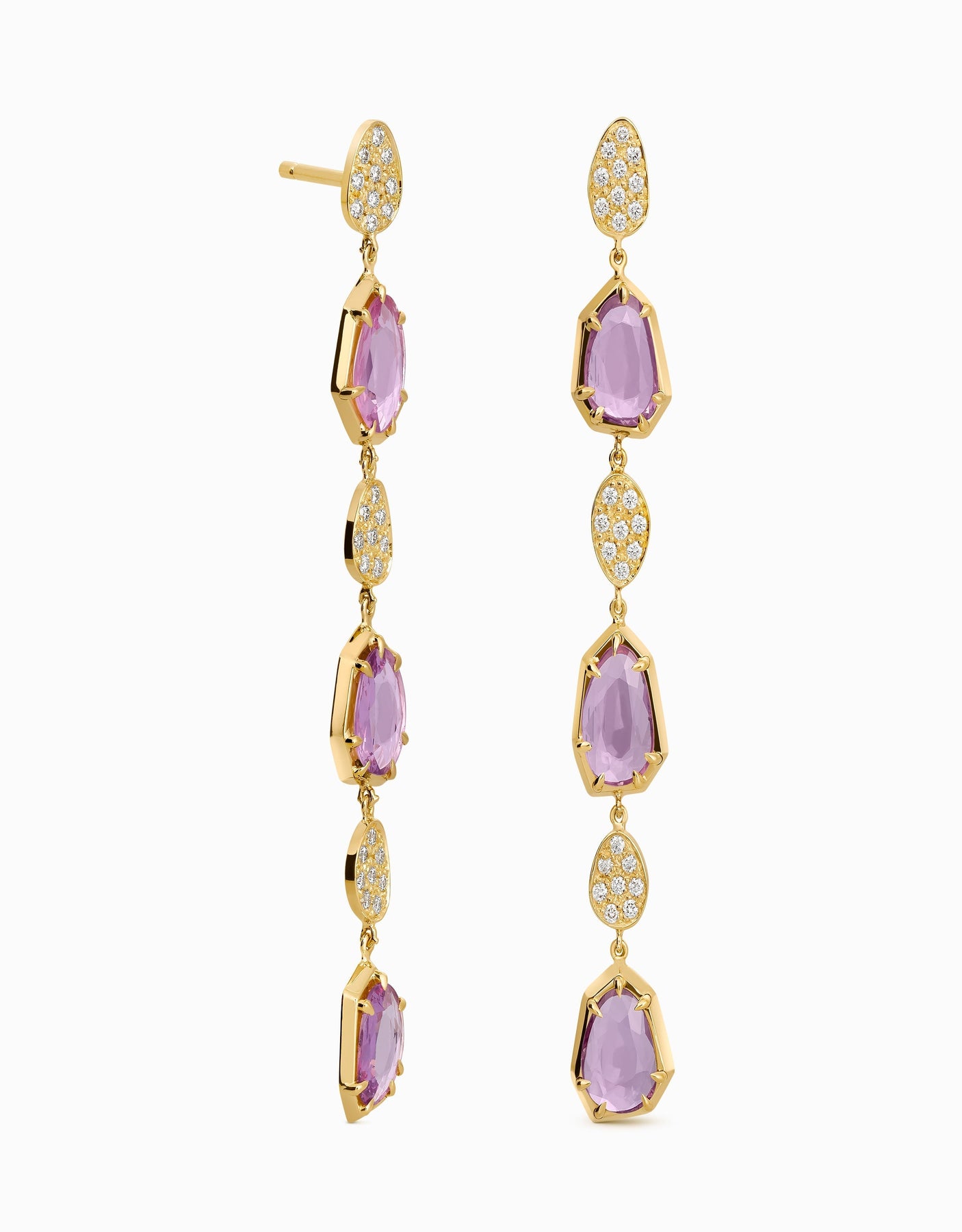 N.81 · Gold earrings, Rose Sapphires and Diamonds